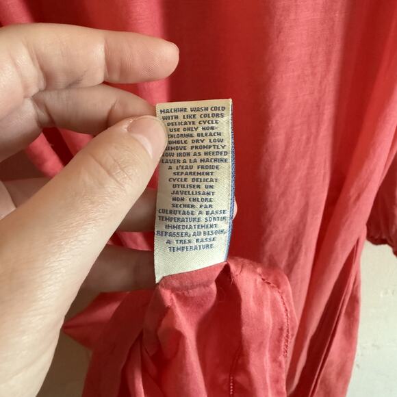 Anthropologie Odille Size 2 Blouse - Pink Wrap Sheer Tie Ruffles Long Sheer - Picture 12 of 12